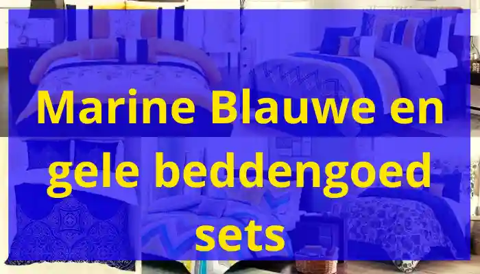 Modern ontwerp ademend marineblauw en geel beddengoed